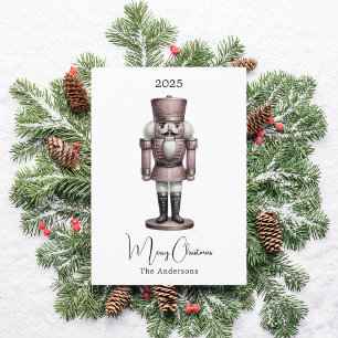 Notenkraker retro wit modern Kerstmis Feestdagenkaart