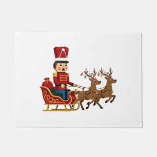 Notenkraker rijdt op een magische Kerst slee Deurmat