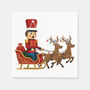 Notenkraker rijdt op een magische Kerst slee Servet