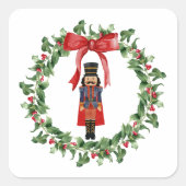 Notenkraker rode boog krans Kerst stickers (Voorkant)