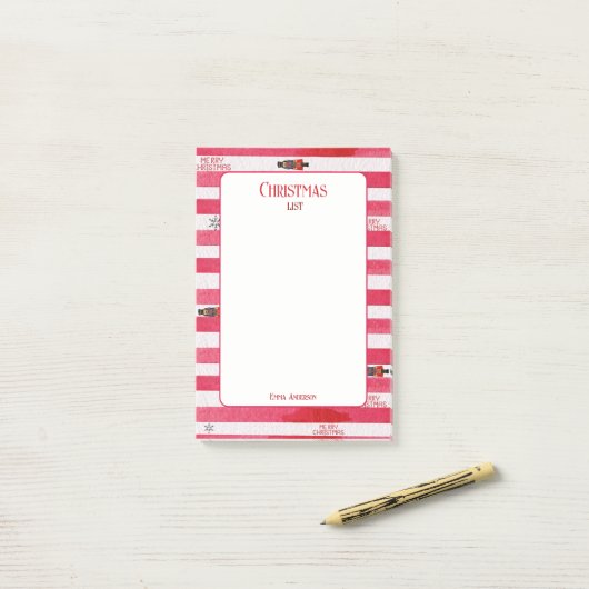 Notenkraker Rode Kerstmislijst Naam Post-it Nota's Post-it® Notes (Op bureau)