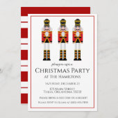 Notenkraker rode streep Kerstmis Party uitnodiging (Voorkant / Achterkant)