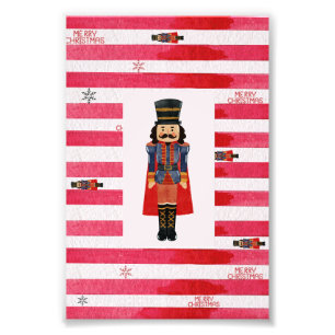 Notenkraker rode strepen Christmas Art Poster Prin