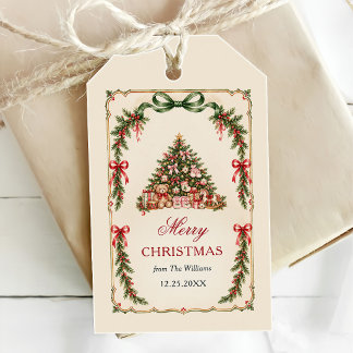 Notenkraker rode strik Kerstfeest Cadeaulabel