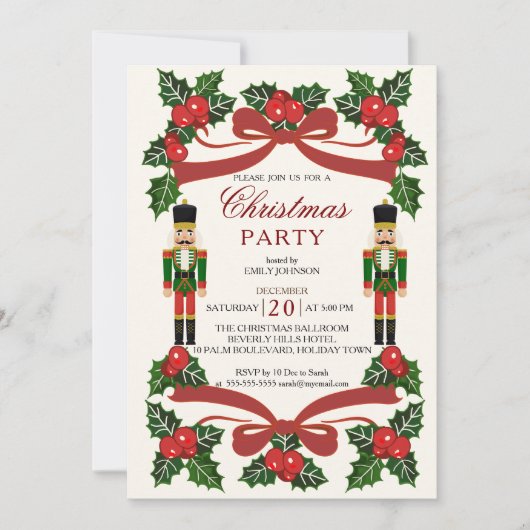 Notenkraker rode strik kerstfeest kaart (Voorkant)