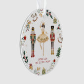 Notenkraker rood en goud ballerina eerste Kerstmis Ornament (voorkant)