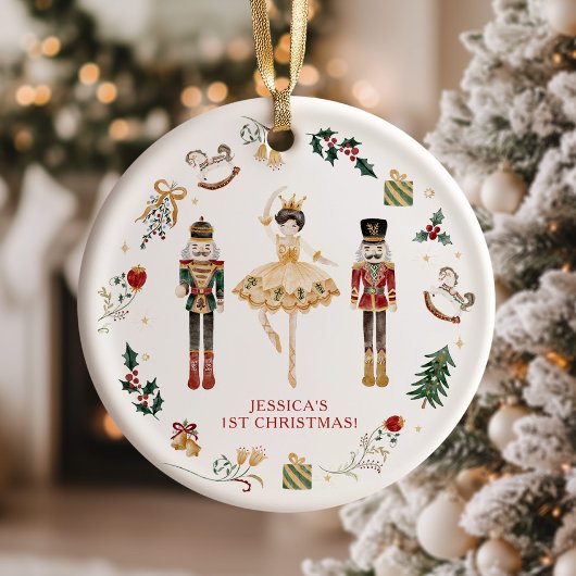 Notenkraker rood en goud ballerina eerste Kerstmis Ornament