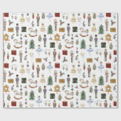 Notenkraker rood goud ballerina verjaardagsfeest cadeaupapier (Vlak)