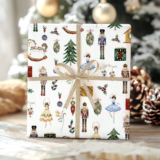 Notenkraker rood goud ballerina verjaardagsfeest cadeaupapier