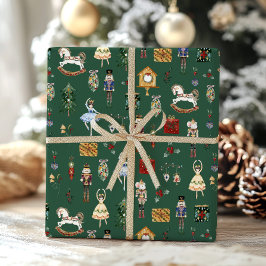 Notenkraker rood goud ballerina verjaardagsfeest cadeaupapier