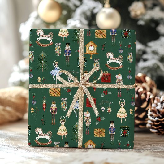 Notenkraker rood goud ballerina verjaardagsfeest cadeaupapier