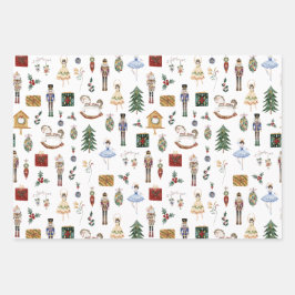 Notenkraker rood goud ballerina verjaardagsfeest inpakpapier vel