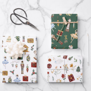 Notenkraker rood goud ballerina verjaardagsfeest inpakpapier vel