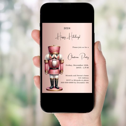 Notenkraker roos gouden kerstfeest kaart