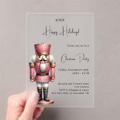 Notenkraker roze bevroren kerstfeest acryl uitnodigingen (Insitu (Draagbaar))