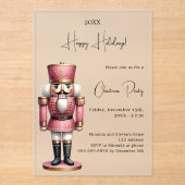 Notenkraker roze bevroren kerstfeest acryl uitnodigingen (Voorkant)