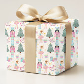 Notenkraker Roze Blauwe Kerstballerina Cadeaupapier
