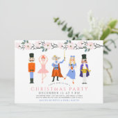 Notenkraker Roze Bloemen Kerstmis Feest Kaart (Staand voorkant)