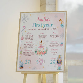 Notenkraker Roze Eerste Verjaardag Milestone Poste Poster