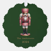 Notenkraker roze groen eenvoudige kerst ornament kaart (Achterkant)