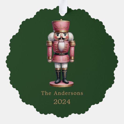 Notenkraker roze groen eenvoudige kerst ornament kaart (Achterkant)