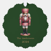 Notenkraker roze groen eenvoudige kerst ornament kaart (Voorkant)