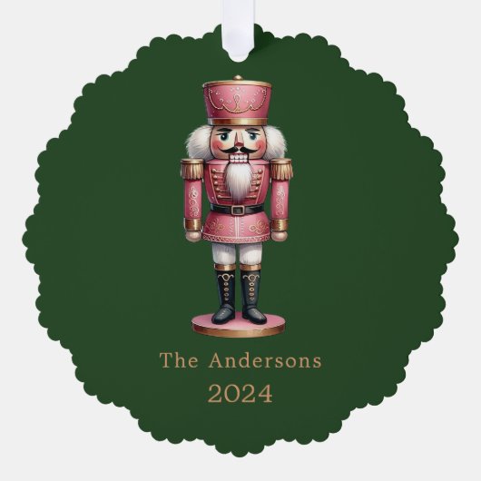 Notenkraker roze groen eenvoudige kerst ornament kaart (Voorkant)