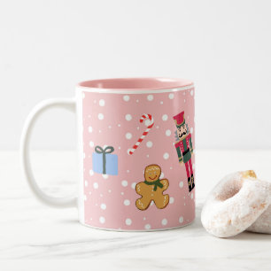 Notenkraker Roze Kerst Art Painting Mok