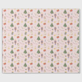 Notenkraker roze kerst cadeaupapier (Vlak)