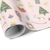 Notenkraker roze kerst cadeaupapier (Rol Hoek)