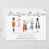 Notenkraker Roze Kerstmis Bloemen 1e Verjaardag Kaart (Voorkant)