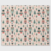 Notenkraker Roze Mint Kerstmis Cadeaupapier (Vlak)