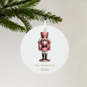 Notenkraker roze wit eenvoudig Kerstmis Metalen Ornament