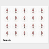 Notenkraker roze wit eenvoudige kerst ronde sticker (Vel)