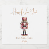 Notenkraker roze wit eenvoudige kerst sparkling wijnetiket (Enkel label)