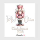 Notenkraker roze wit eenvoudige kerst sticker (Vel)