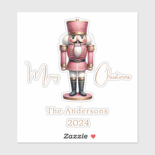 Notenkraker roze wit eenvoudige kerst sticker (Vel)