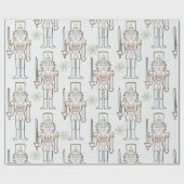 Notenkraker Schaduw Omtrek Sneeuwvlokken Wit Cadeaupapier (Vlak)