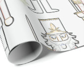 Notenkraker Schaduw Omtrek Sneeuwvlokken Wit Cadeaupapier (Rol Hoek)