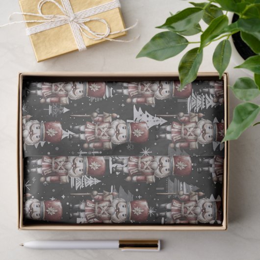 Notenkraker Soldaat Captain Christmas White Trees Tissuepapier (Geschenk)