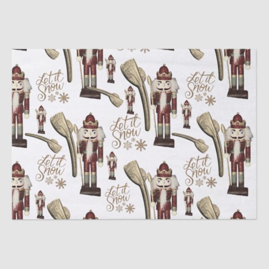 Notenkraker Soldaat Kerstmis Laat het Sneeuwgoud Tissuepapier (Voorkant)