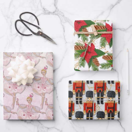 Notenkraker Soldaat Sugar Plum Fairy Kerstmis Inpakpapier Vel (Voorkant)