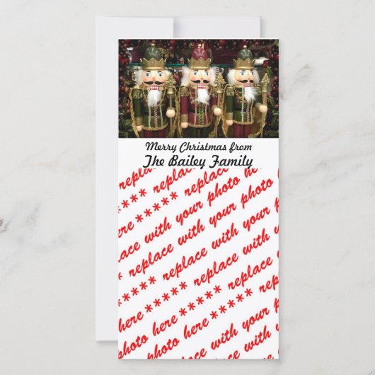 Notenkraker Soldaten Kerst Foto Feestdagenkaart (Voorkant)