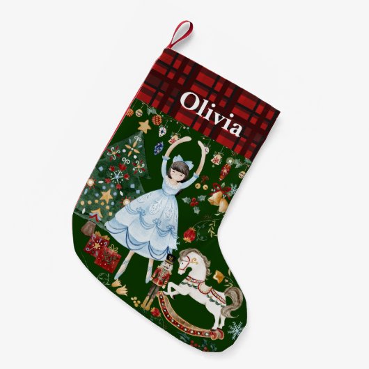 Notenkraker Soldier Ballet Clara Red Gingham Green Kleine Kerstsok (Voorkant (Hangend))