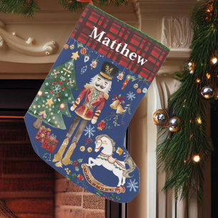 Notenkraker Soldier Ballet Red Gingham Blue Kleine Kerstsok