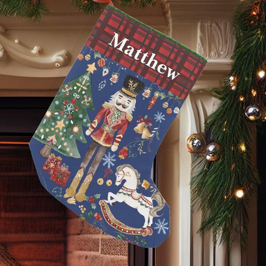 Notenkraker Soldier Ballet  Red Gingham Blue Kleine Kerstsok