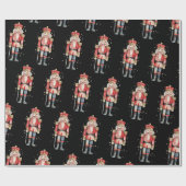 Notenkraker Soldier Sneeuwrood Uniform op Zwart Cadeaupapier (Vlak)