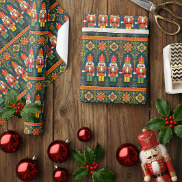Notenkraker Speelsoldaat Patroon Kerstmis Cadeaupapier