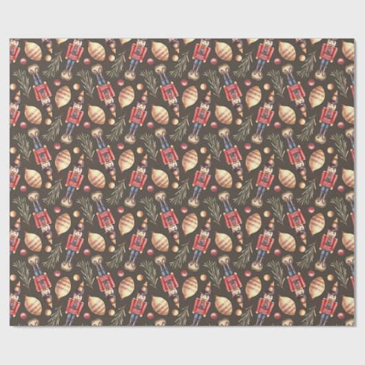 Notenkraker Spruce Branch Kerstboom Waterverf Cadeaupapier (Vlak)