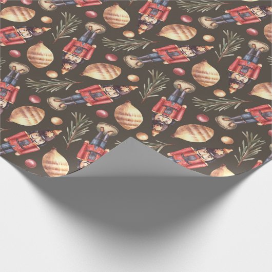 Notenkraker Spruce Branch Kerstboom Waterverf Cadeaupapier (Hoek)